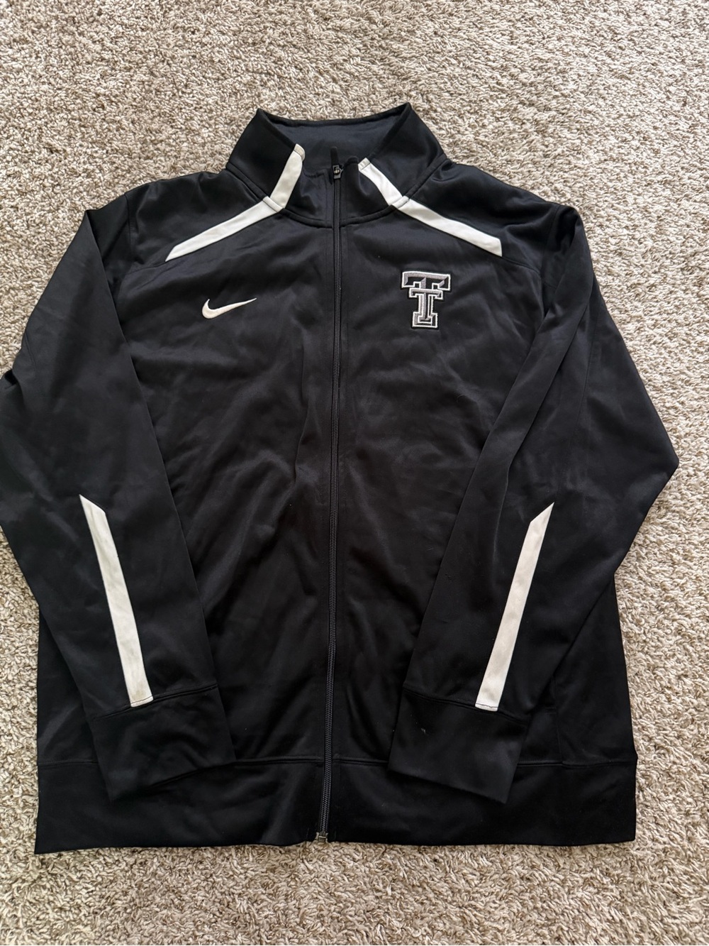 Nike Black Jacket with White Accents and TT Logo